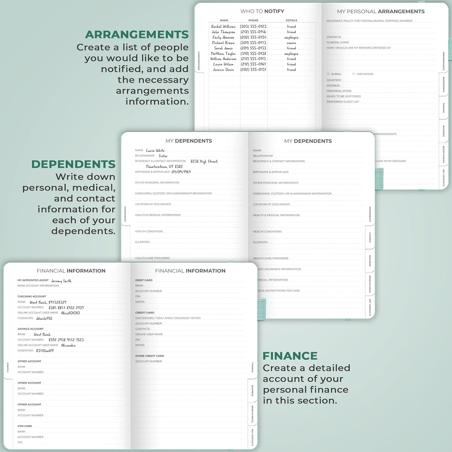 Clever Fox End of Life Planner – Final Arrangements Organizer for Beneficiary, Will Preparation, Last Wishes & Funeral Planning, A5 (Mint Cream)