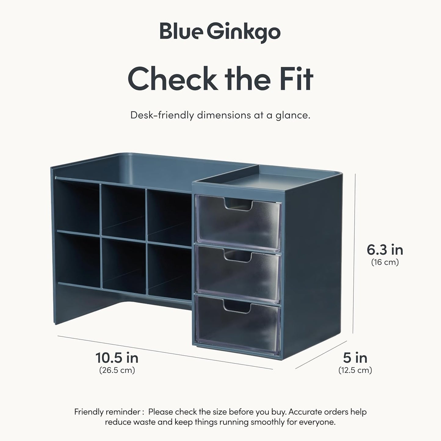 Blue Ginkgo Hive Stack Desk Organizer – Stackable Pen Holder, Stationary Organizer with Drawers - Office Storage, School Supplies, Makeup (Made in Korea, Blue Transperent)