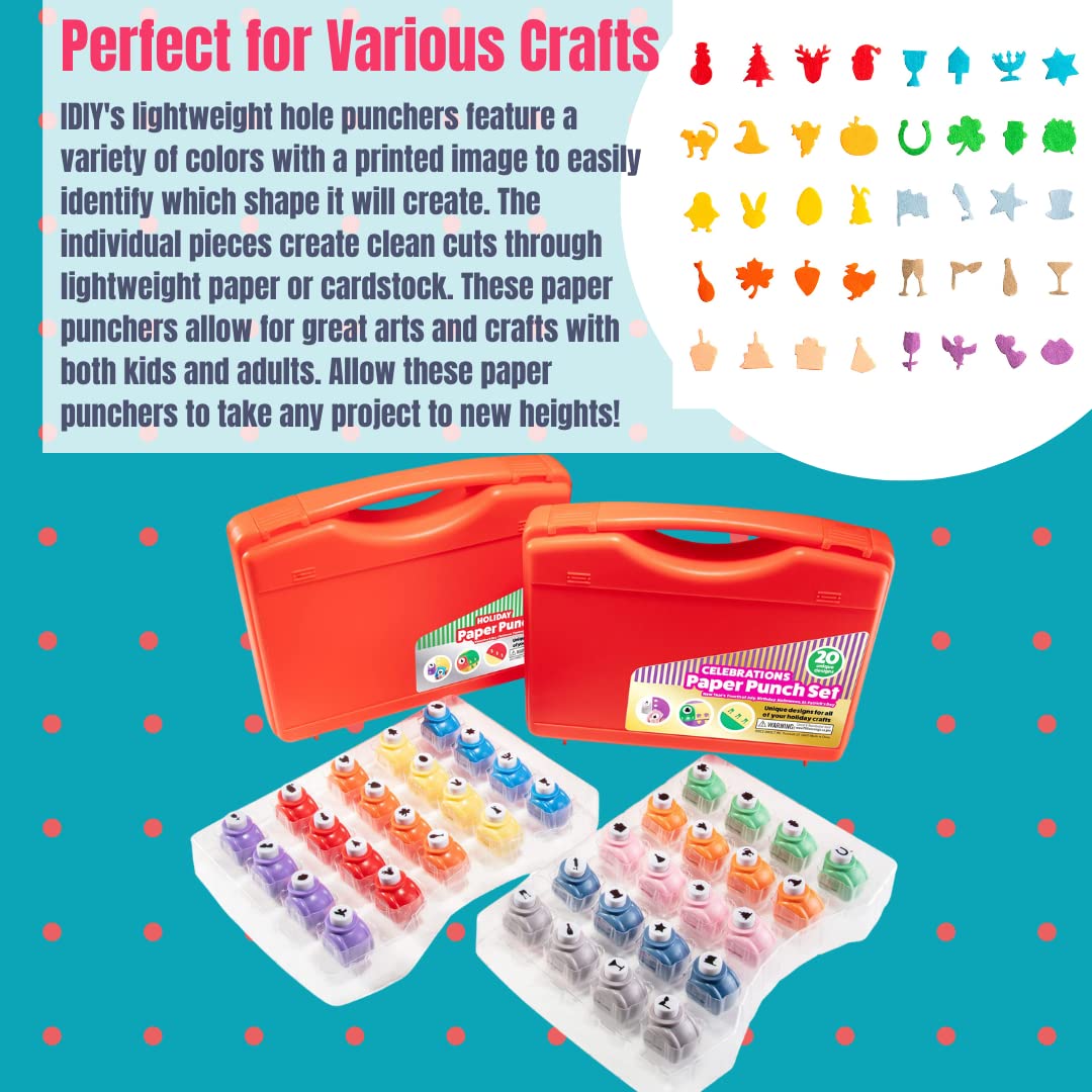 Every Occasion Year Round Scrapbook Paper Holiday Punchers-40 Unique Designs for Valentines, Easter, St. Patrick's Day, Christmas, & More- DIY Confetti for Holiday Cards, Invitation, Decoration Making