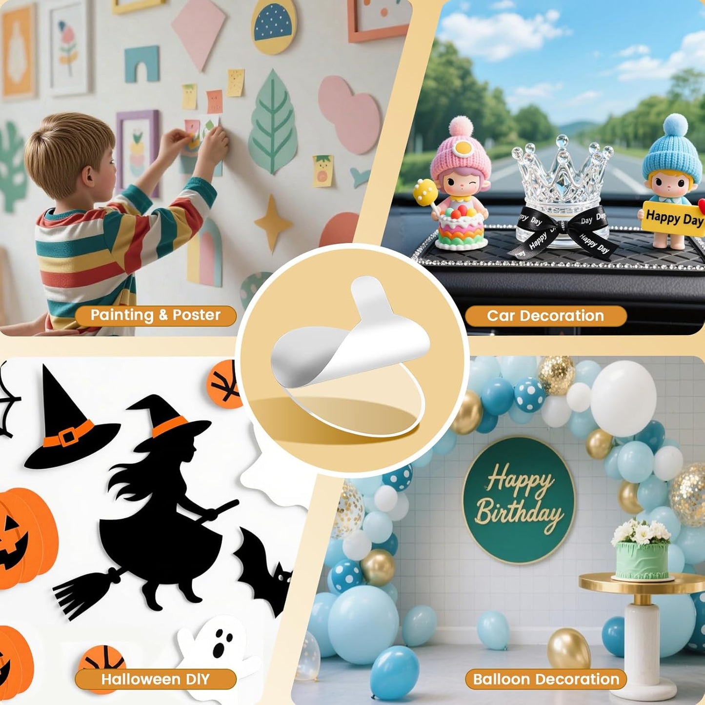 280Pcs Double Sided Adhesive Dots, Removable Clear Dots Sticky Tack, Waterproof No Trace Dots Adhesive Putty for Wall Hanging Crafts, Balloons Party Decorations Poster Picture Festival Decoration 20mm