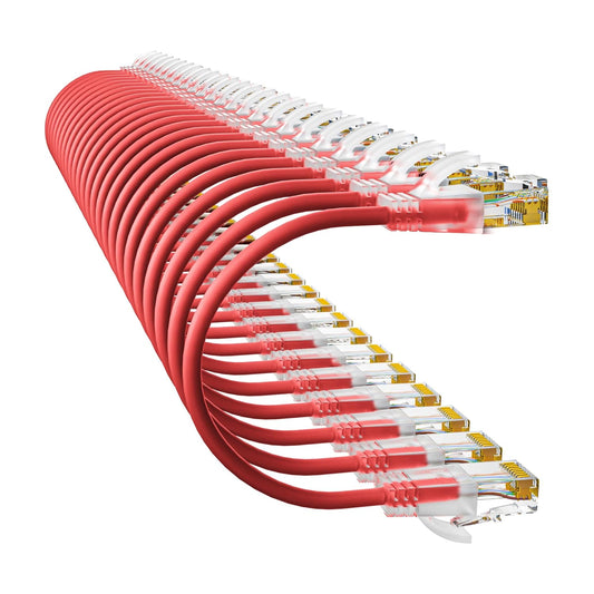 Cat6a Patch Cables 2ft (24 Pack) Slim, Cat6 Ethernet Patch Cable Pure Copper, Flexible Cat 6 Patch Cable 550MHZ 10G, Space-Saving Cat 6A Network Cables for Patch Panel, Red