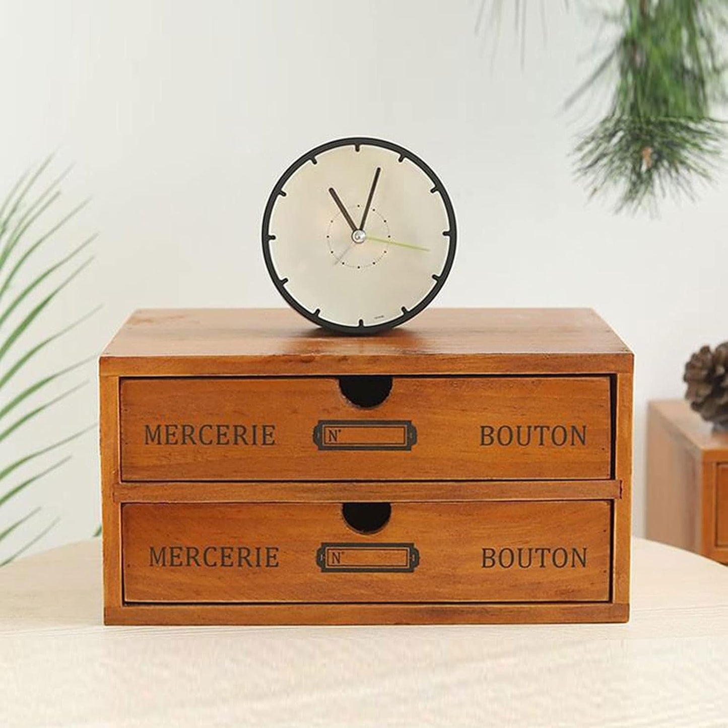 Vintage Drawer Wooden Drawers Organizer, 16-Drawer Desktop Organizer With Drawers, Iron Label Holders, Brown, For Store Cosmetics, Files, Books, Letters, Papers, Magazines (2-Drawer)