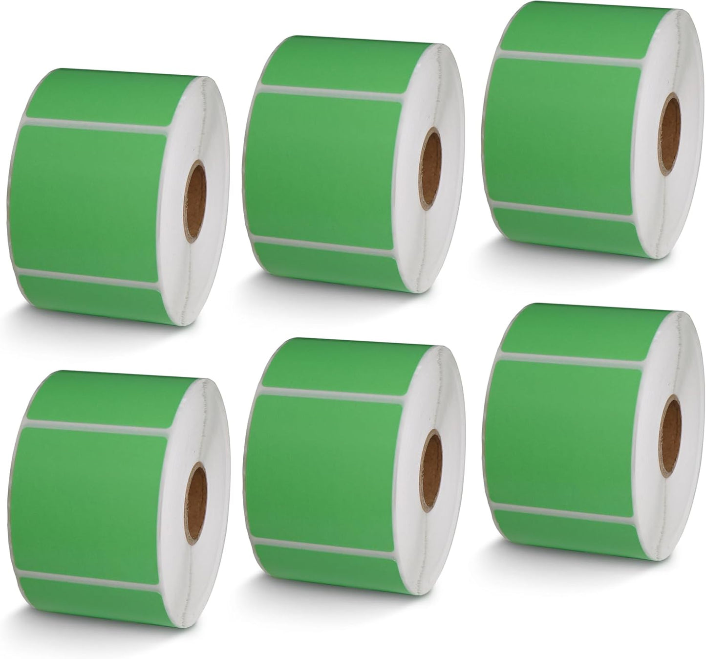 BETCKEY - 2" x 2" Square Labels Compatible with Zebra & Rollo Label Printer,Premium Adhesive & Perforated[Green, 6 Rolls, 4500 Labels]