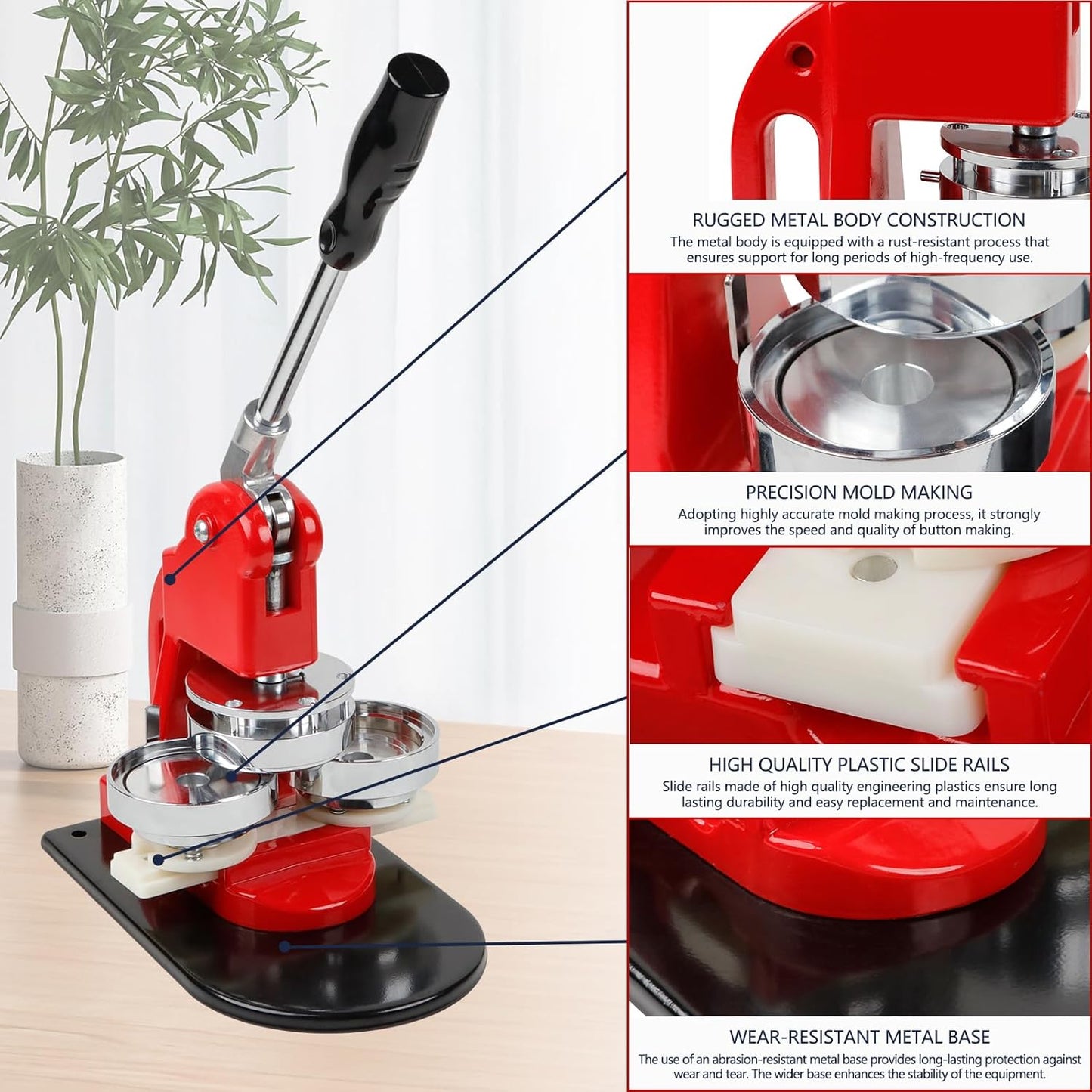 Button Maker Multiple Sizes - DIY Press 1.25 inch+2.25 inch+3 inch, Removable Badge Machine With 300 Parts Supplies, Circle Cutter and Cutting Mat