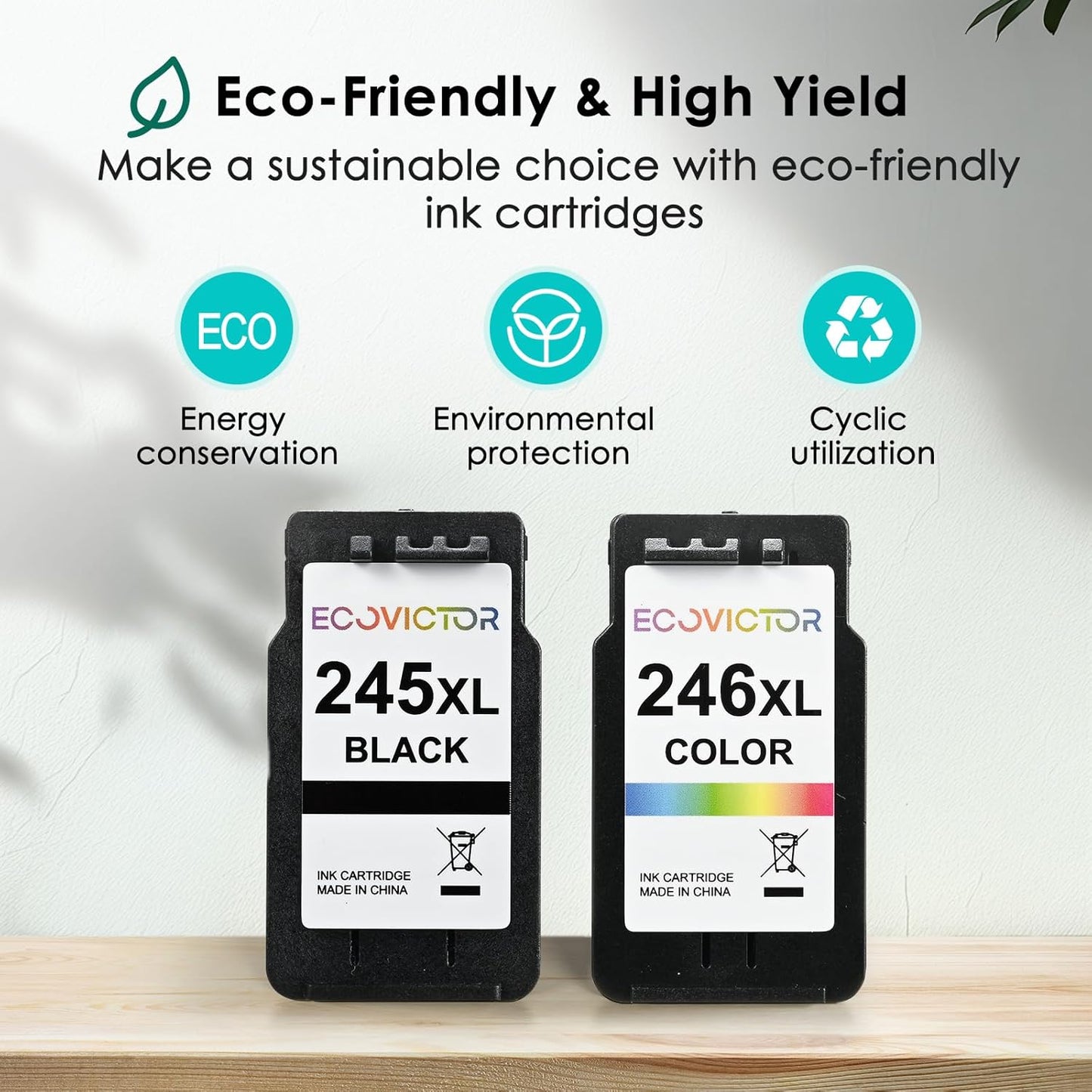 Eco-Friendly Ink Cartridge Replacement for Canon 245XL 246XL Black and Color Combo 2 Pack 245 246 PG-245 CL-246 XL for PIXMA TR4520 TR4522 TR4500 TS3320 MX492 MG2522 MG2920 MG3029 Printer