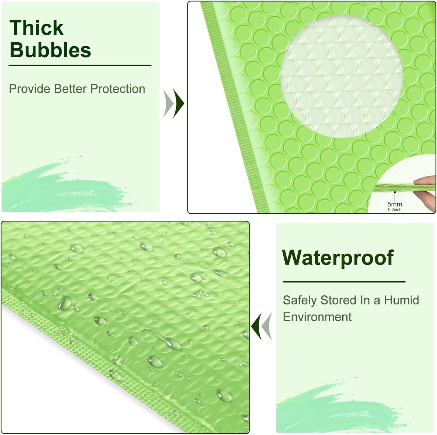 Poly Bubble Mailers 8.5x12 Inch, 25 Pack Padded Envelopes for Shipping, Package Envelopes with Self Seal Adhesive, Waterproof Padded Mailers (Light Green, Bulk #2)