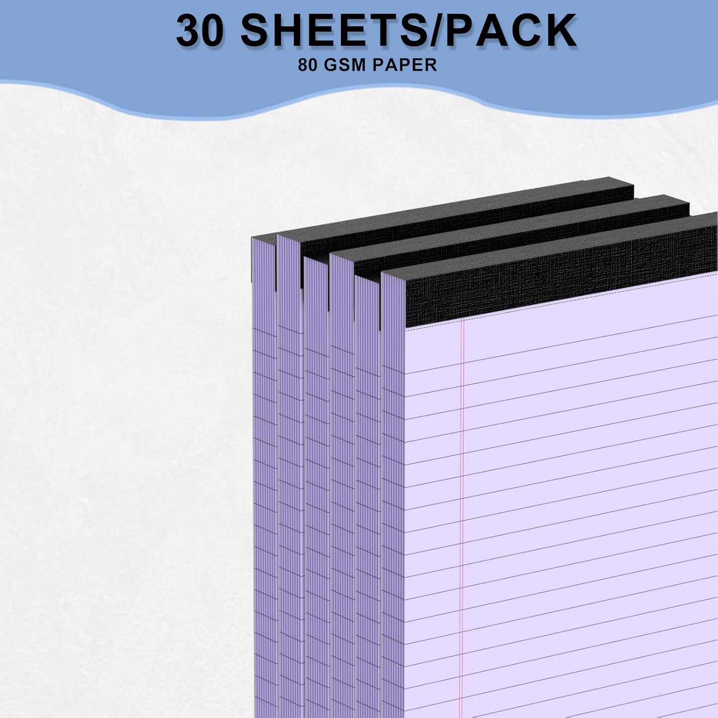 6pcs Small Note Pads, Purple Notepads 5x8 College Ruled Notebook, Writing Pads 5 x 8, Legal Pads, Memo Pad Paper Perforate Narrow Ruled Notebooks for Work, School, Office,30 Sheets/Pack