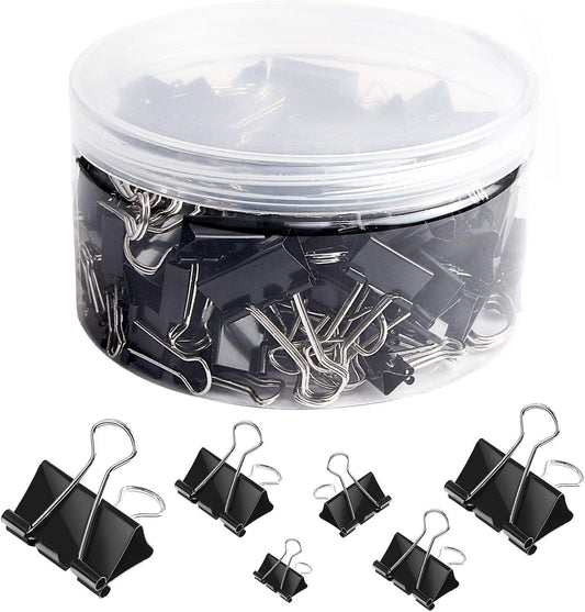 SANNIX 110 PCS Binder Clips Assorted Sizes, X Large, Large, Medium, Small, Mini and Micro, Binder Clips Paper Clamps for Office Home School