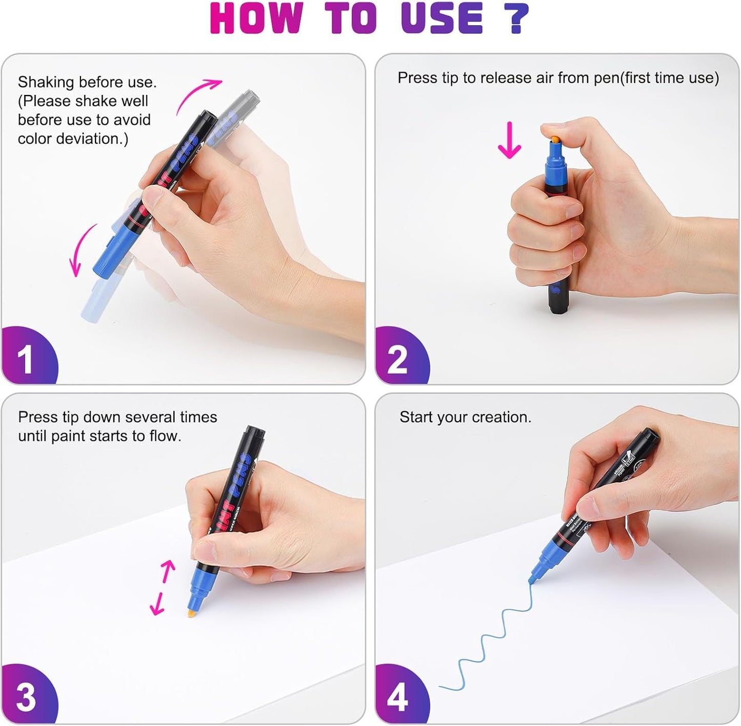 Yellow Paint Pens Paint Markers - 12 Pack Permanent Quick Dry Waterproof Marker Pens for Rocks Wood Fabric Plastic Canvas Glass Mugs Metal Tire Stone