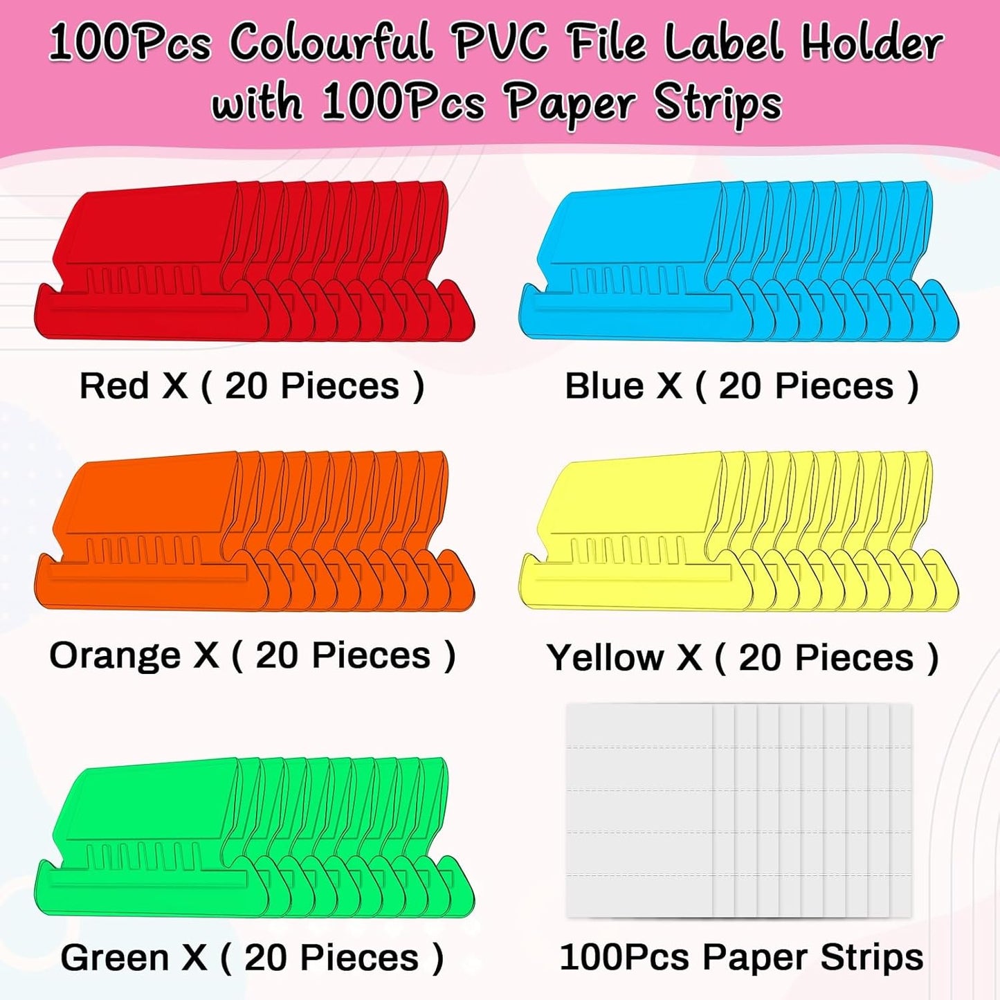 File Folder Tabs, Selizo 100 Sets Hanging File Folder Labels 2" Tabs and Inserts for Hanging Files (Multicolor)