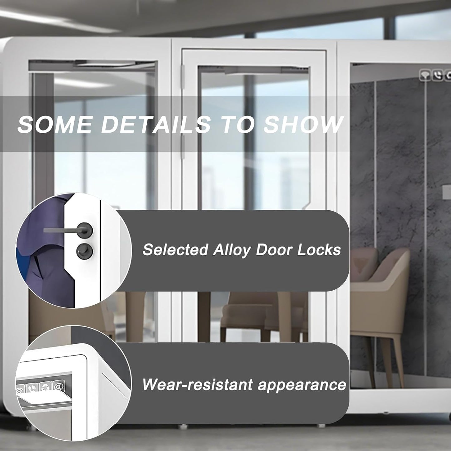 Office Sound Booth with Audio Privacy - Large Soundproof Room with Pulleys and Feet,Soundproof Room with Light,Ventilation,Socket for Meetings,Report Presentations (White)