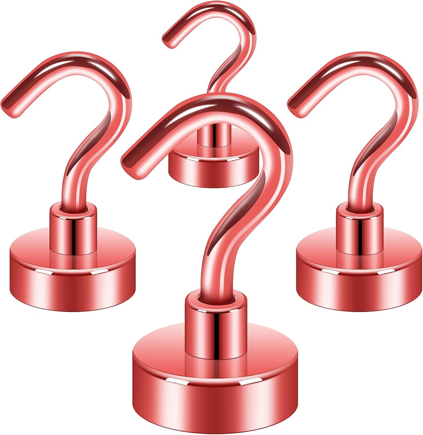 Neosmuk Magnetic Hooks,30lb Heavy Duty Earth Magnets with Hook for Refrigerator, Extra Strong Cruise Hook for Hanging, Magnetic Hanger for Curtain, Grill (Red, 4 Pack)