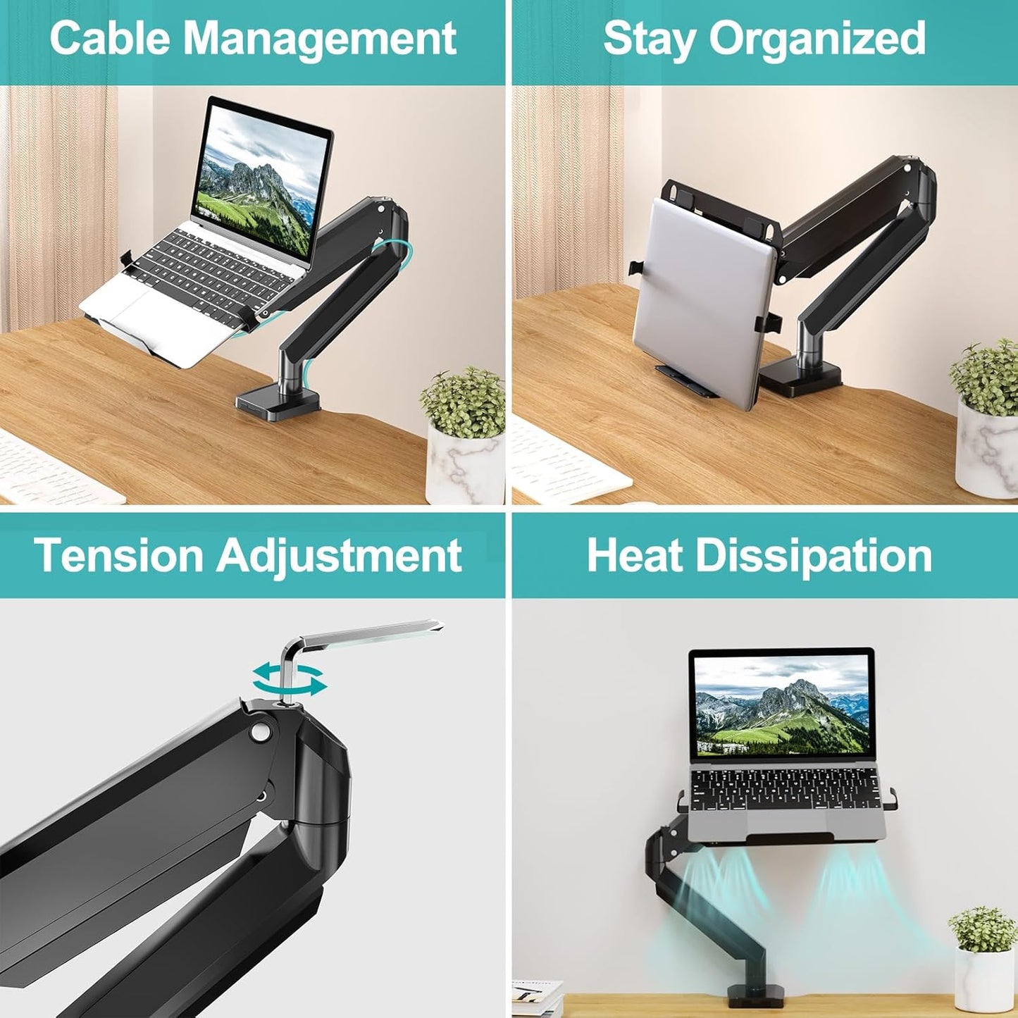 MOUNT PRO Laptop Arm Mount for Desk, 2 in 1 Function Monitor Laptop Stand, Fits Max 17" Notebook and 32" Computer Screen, Aluminum Single Monitor Holder with Adjustable Tray, Holds up to 19.8lbs