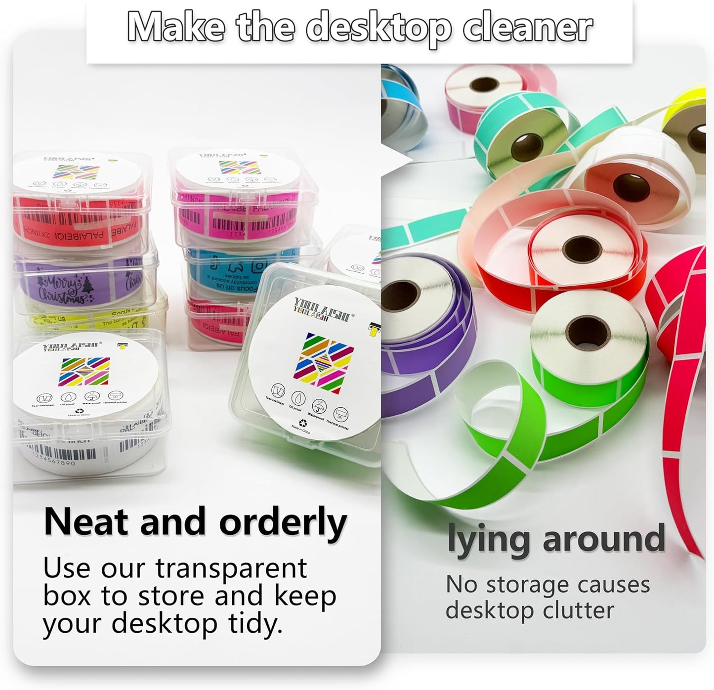 1X2 inch Label Stickers Roll for Thermal Printer 500PCS Colored Removable Freezer Labels Waterproof Blank Sticker Labels to Write on for Food Containers and Jars, Watercolor Green