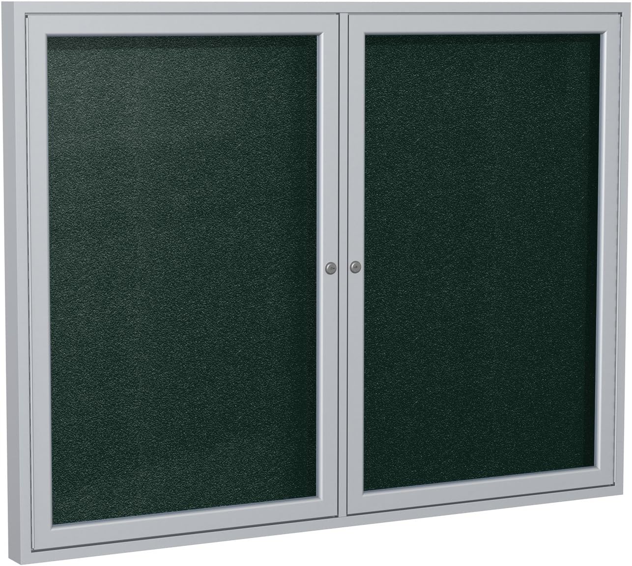 Ghent 48"x60" 2-Door Outdoor Enclosed Vinyl Bulletin Board, Shatter Resistant, with Lock, Satin Aluminum Frame - Ebony (PA24860VX-183), Made in the USA