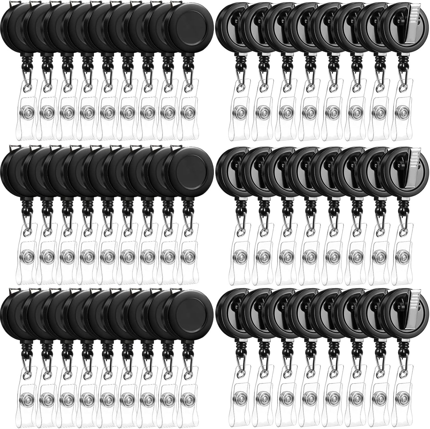 150 Pcs Black Retractable Badge Reels Bulk Holders Reels Clip with Alligator Swivel Clip by ID for School Office Supplies