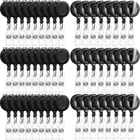 150 Pcs Black Retractable Badge Reels Bulk Holders Reels Clip with Alligator Swivel Clip by ID for School Office Supplies