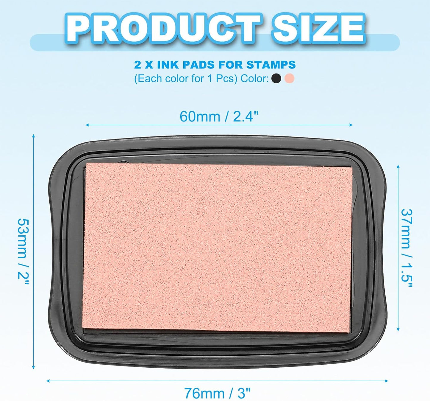 PATIKIL 3"x2" Large Stamp Pad, 2Pcs Washable Craft Ink Pad for Rubber Stamp Card Making Stamping Scrapbook Fingerprint Handprint, Pink/Black