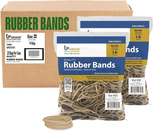 Upgrade Office Supply UPG22432CS Rubber Bands, Size 32 (3 x 1/8), 14,000 Count, 1 lb 20-Pack Case, USA
