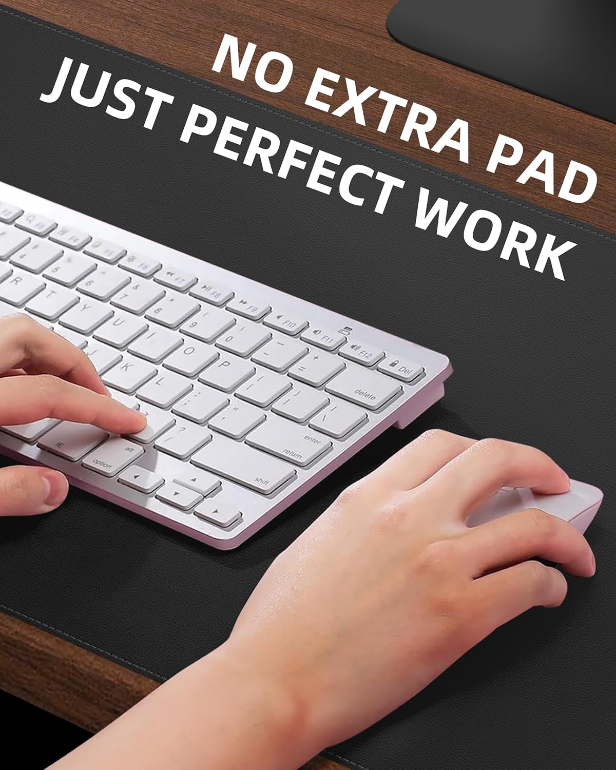 Large Desk Pad Mat - Waterproof Mouse Pad & Desk Protector, Non-Slip XL PU Leather Gaming Mat for Keyboard/Mouse, Stitched Edge with Ergonomic Support, 47"x17" (Black)