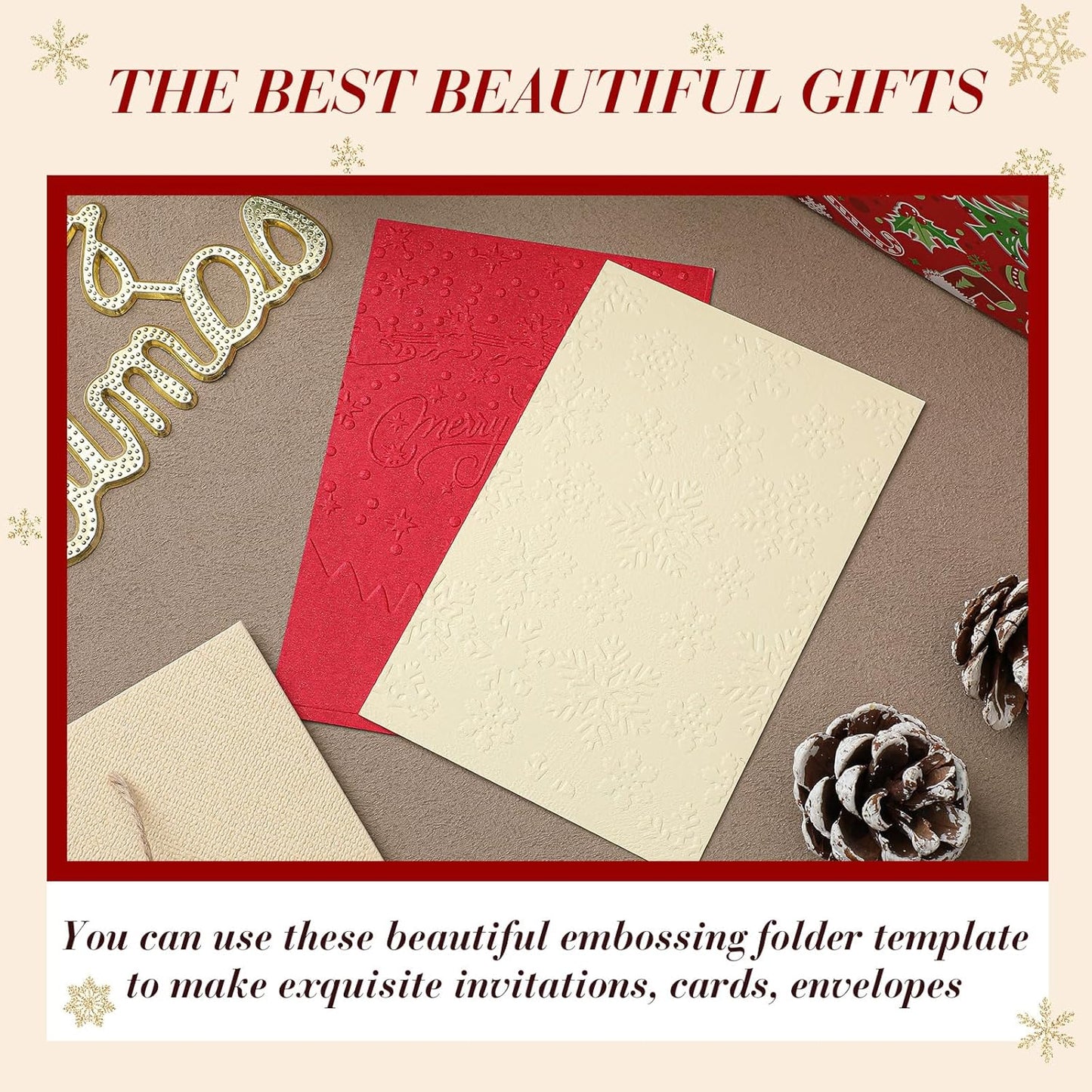 Geiserailie 8 Pieces Embossing Folders Embossing Machine Template Paper Card Heart Folders for Card Making DIY Flower Scrapbook Photo Album Craft Decoration 5.9 x 4.1 Inch(8 Pcs,Christmas Style)