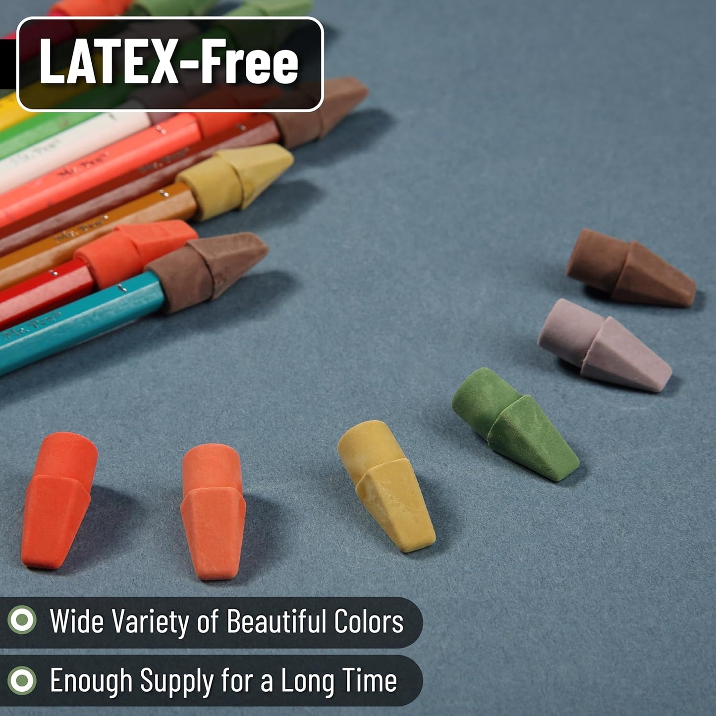 Mr. Pen- Pencil Erasers Toppers, 120 Pack, Colorful, Latex Free, No Smudge, Mr Pen Erasers for Pencils