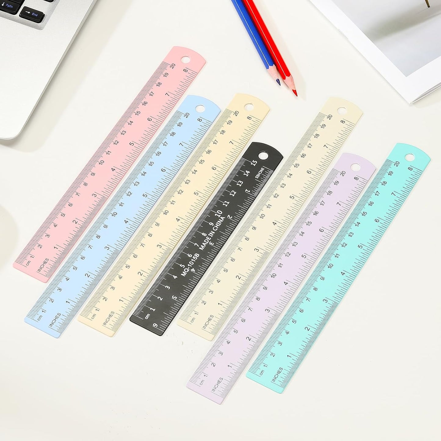 PATIKIL 30cm/12 Metal Ruler, 2 Pack Aluminum Alloy Rulers with Centimeters, Millimeters, Inches and Conversion Table Straight Edge Ruler for Writing Machinist Drafting, Purple