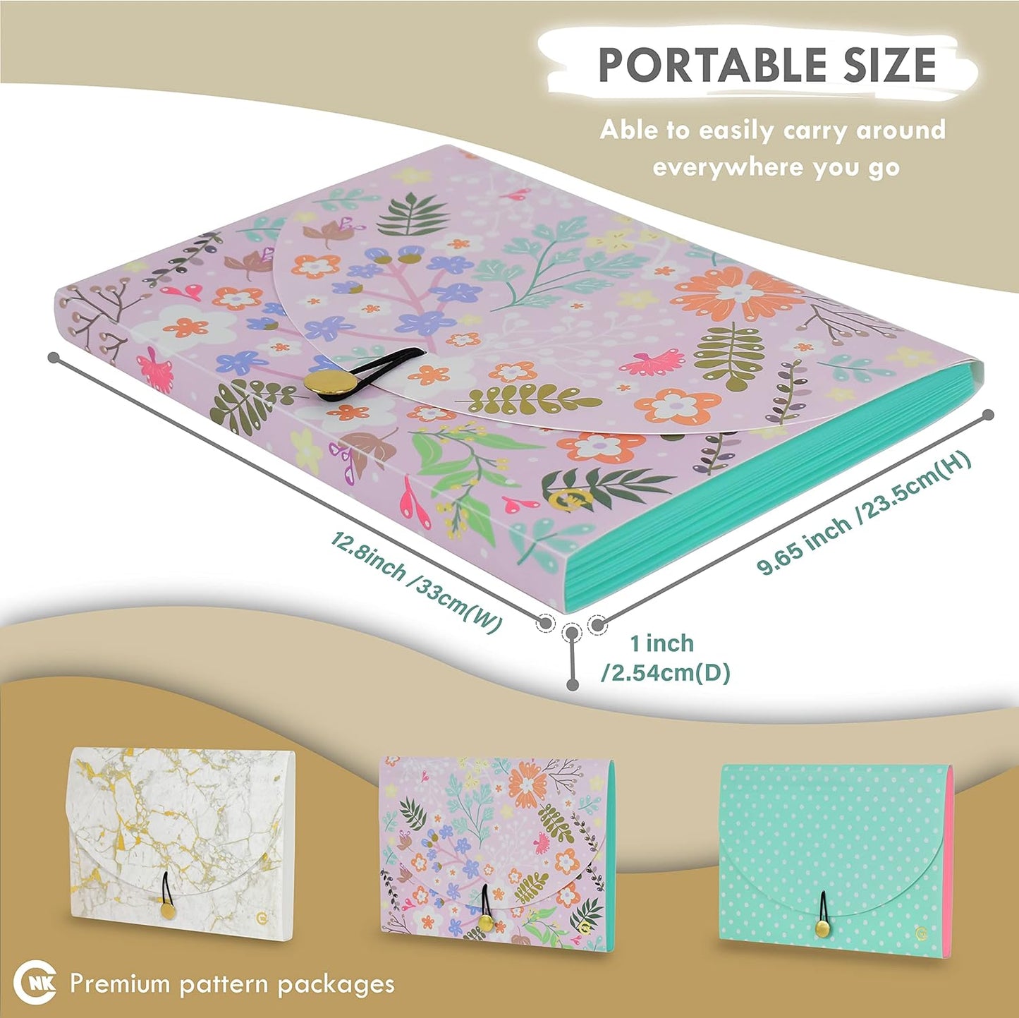 CNK File Folder Organizer with 13 Pocket Accordion Binder Expanding Folders for Document Receipt Paper Document Pocket Accordian Expandable Holder Files School Office Labels Letter Filing