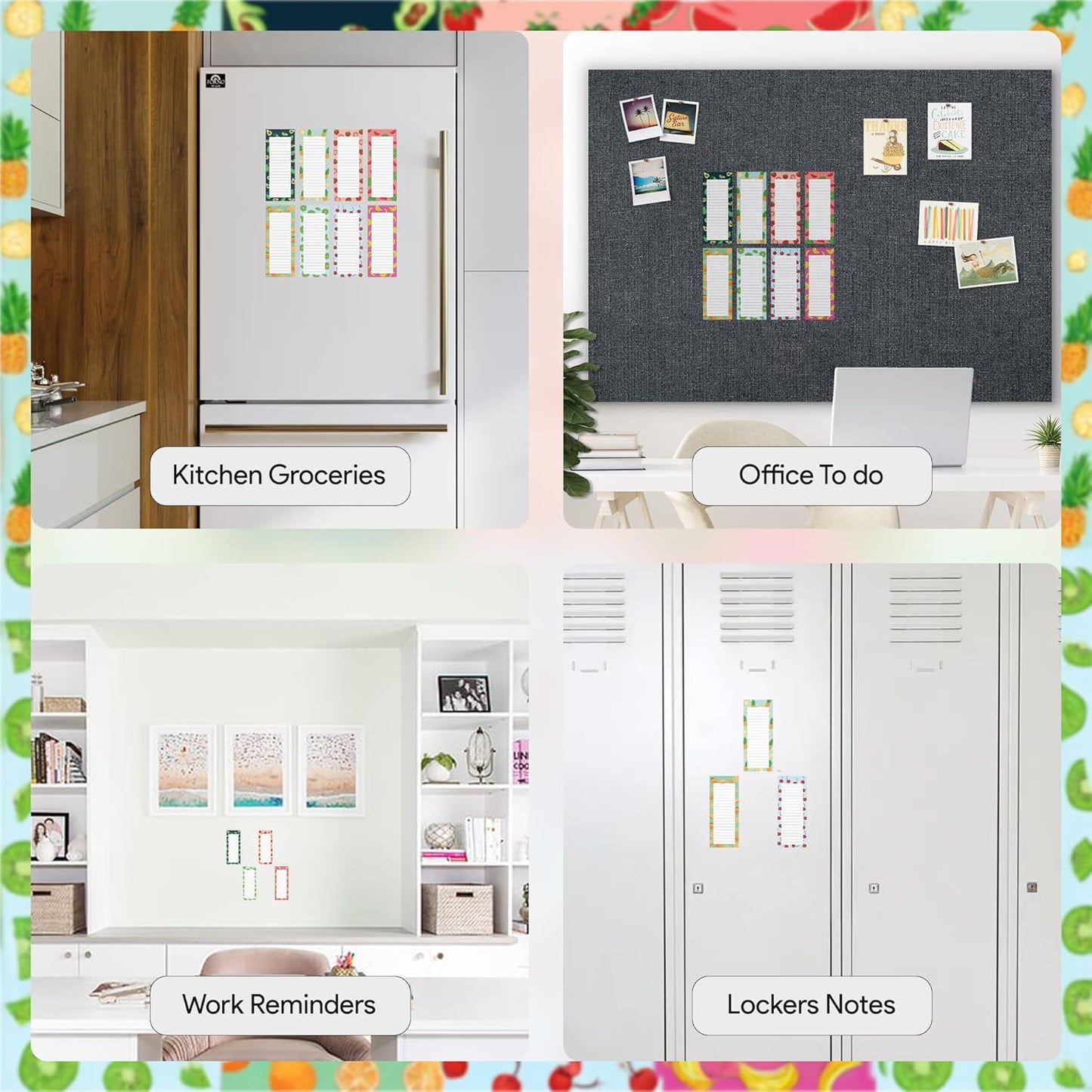 8 Large Magnetic Notepads – Big Notepads for Grocery List, Shopping List, To-Do List, Reminders -Strong Magnetic Back- Memo Pads with Realistic Fruit Designs | 60 Sheets per Pad 9 x 3.5 inch (8 Pack)