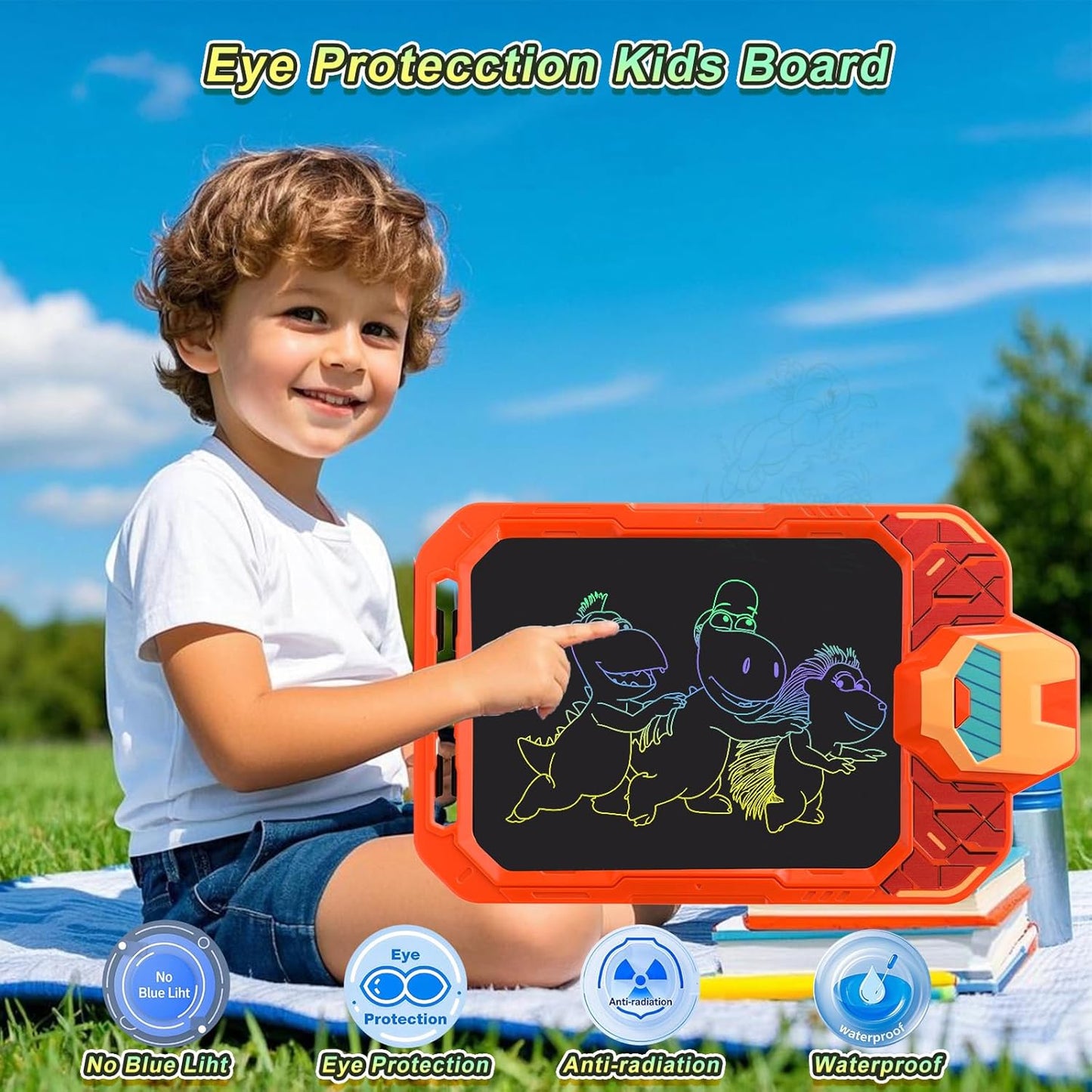 10 Inch LCD Writing Tablet for Kids – Mech Warrior, Erasable Doodle Board Drawing Pad, Travel Educational Toy for Toddlers 3-8, Birthday Boys & Man (Orange)