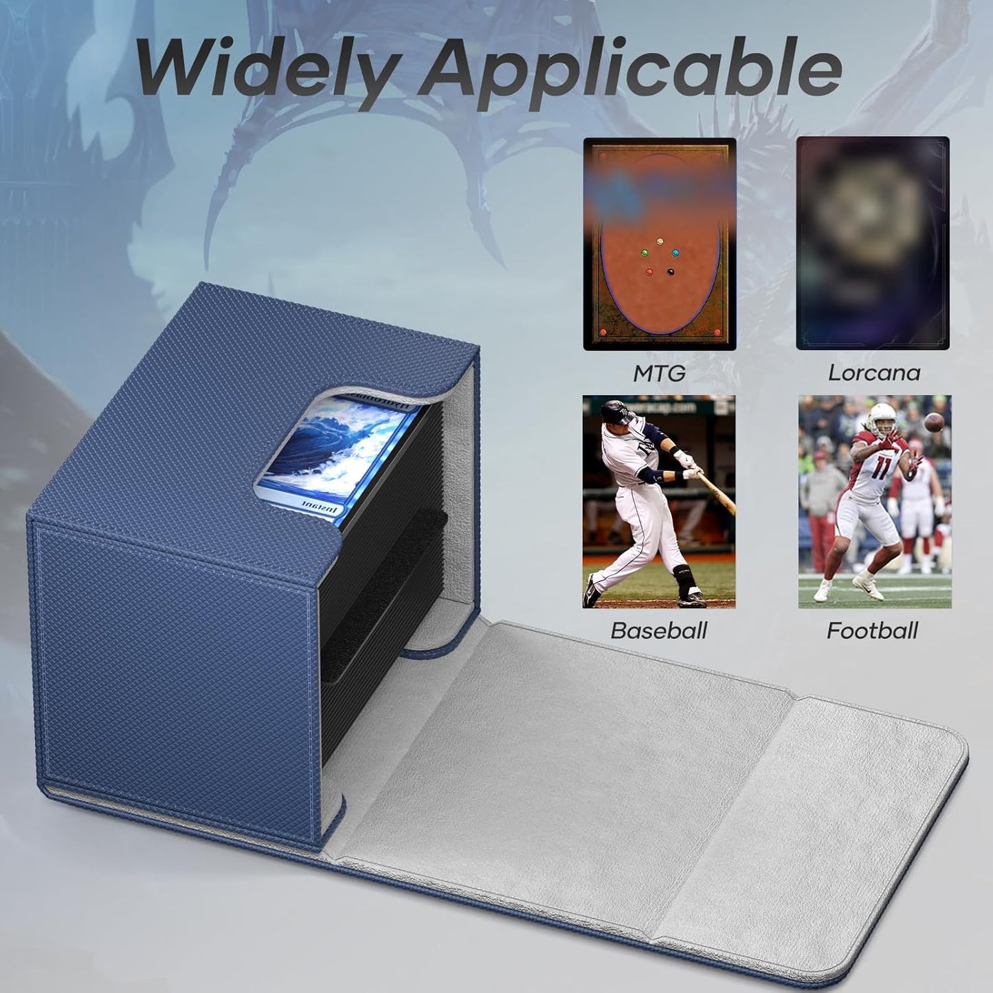 Mlikero 4 Pack Card Deck Box, Commander Deck Box Holds 400+ Double-Sleeved Cards with 4 Dividers, Leather Magnetic Closure Card Box Fit for MTG, TCG (4 Colors)