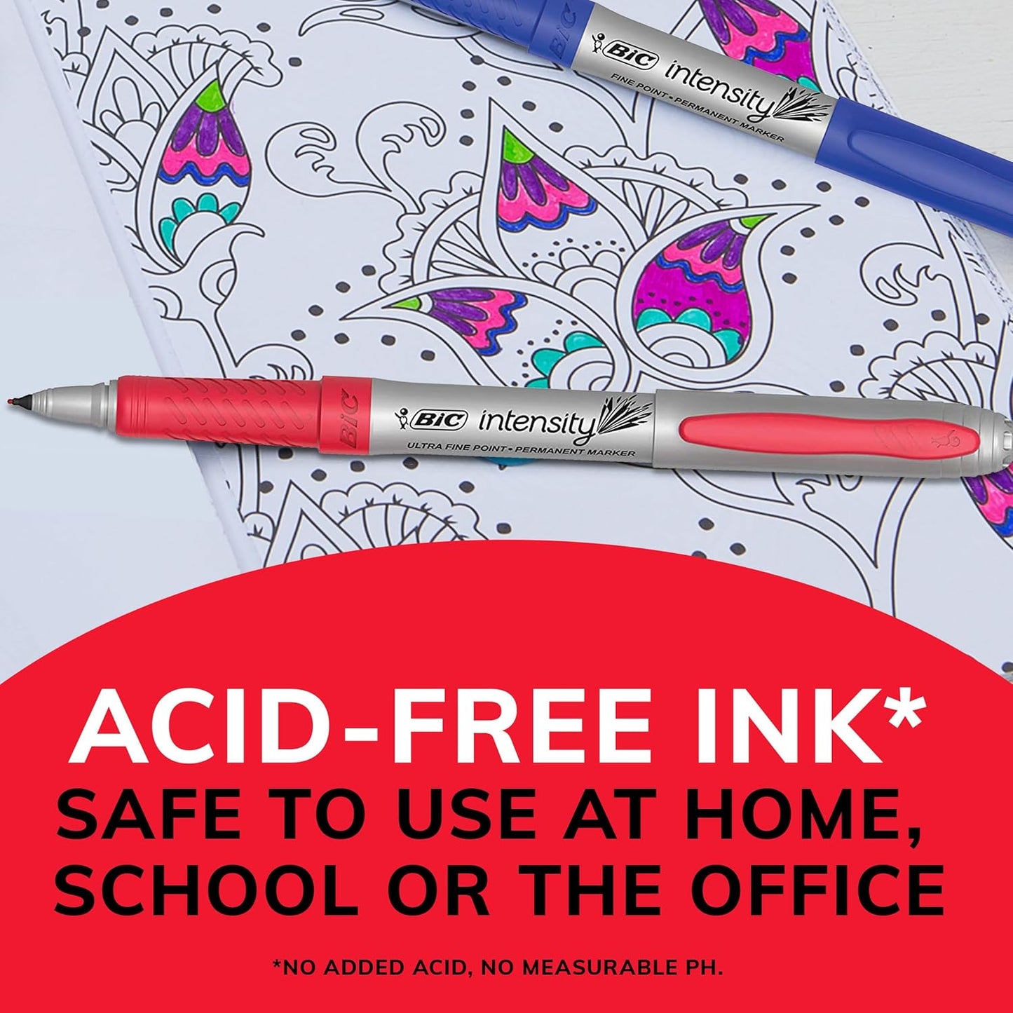 BIC Intensity Blue Permanent Markers, Ultra Fine Point, 12-Count Pack of Blue Markers With Non-Slip Grip for Comfort and Control