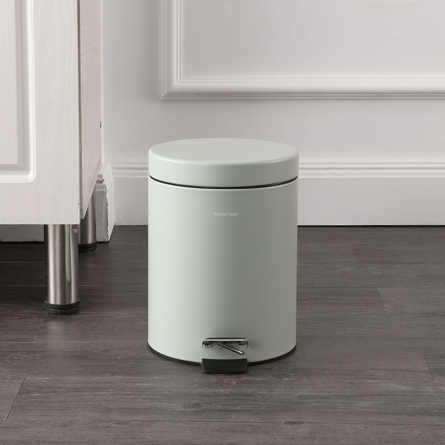 happimess HPM1000C Oscar 8-Gallon Step-Open Trash Can with Free Mini Trash Can, Modern, Fingerprint Proof for Home, Kitchen, Office, Large:7.9 Gallon Small:1.3 Gallon, Pistachio Gelato