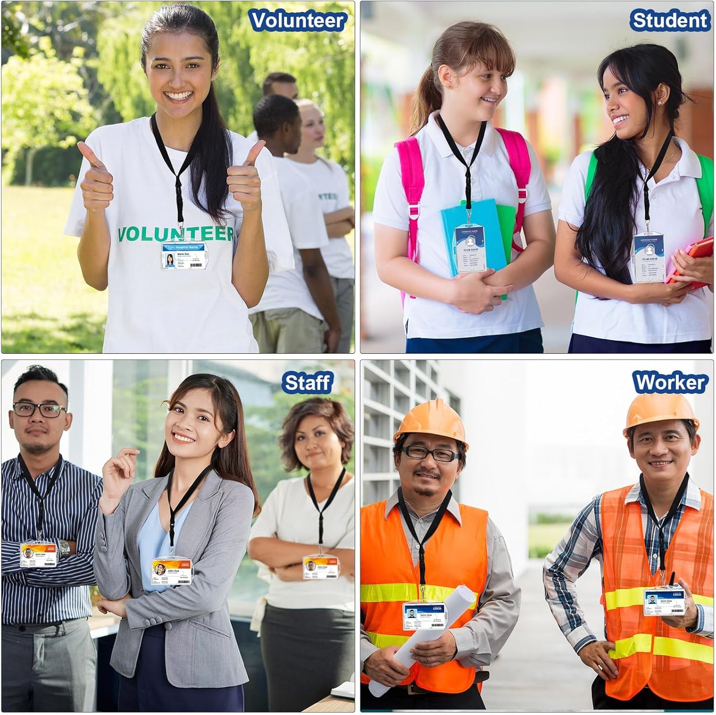 Marspark 25 Pcs 2 ID Badge Holder Heavy Duty Plastic ID Card Holder Transparent Protector Clear Badge Protector Cover Sleeve Protective Cover with Thumb Slot for Credit Card (Vertical and Horizontal)