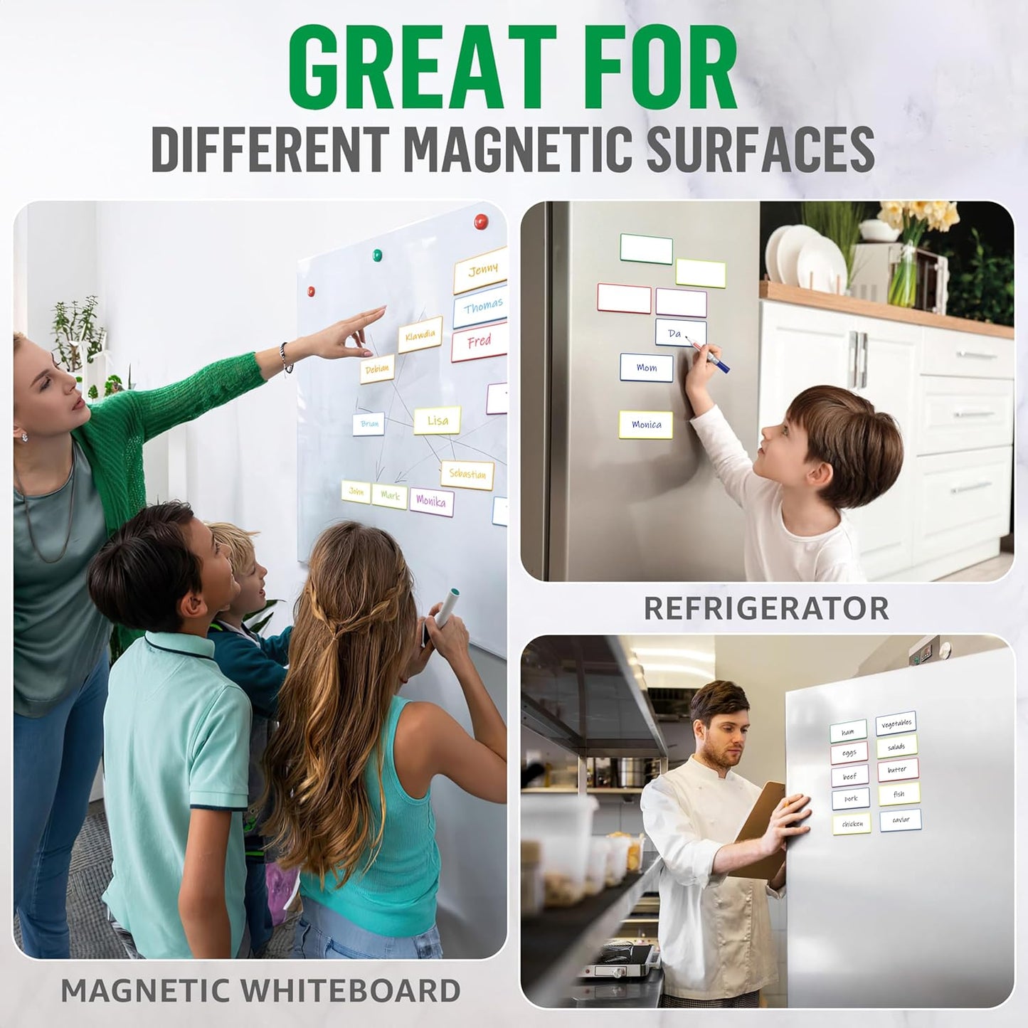 100 Pack Dry Erase Magnetic Labels 2x4 in - Magnetic Name Tags for Classroom Lockers School Bus - Classroom Magnets for Names - Magnet Labels for Whiteboard - Magnet Names Plates for Classrooms