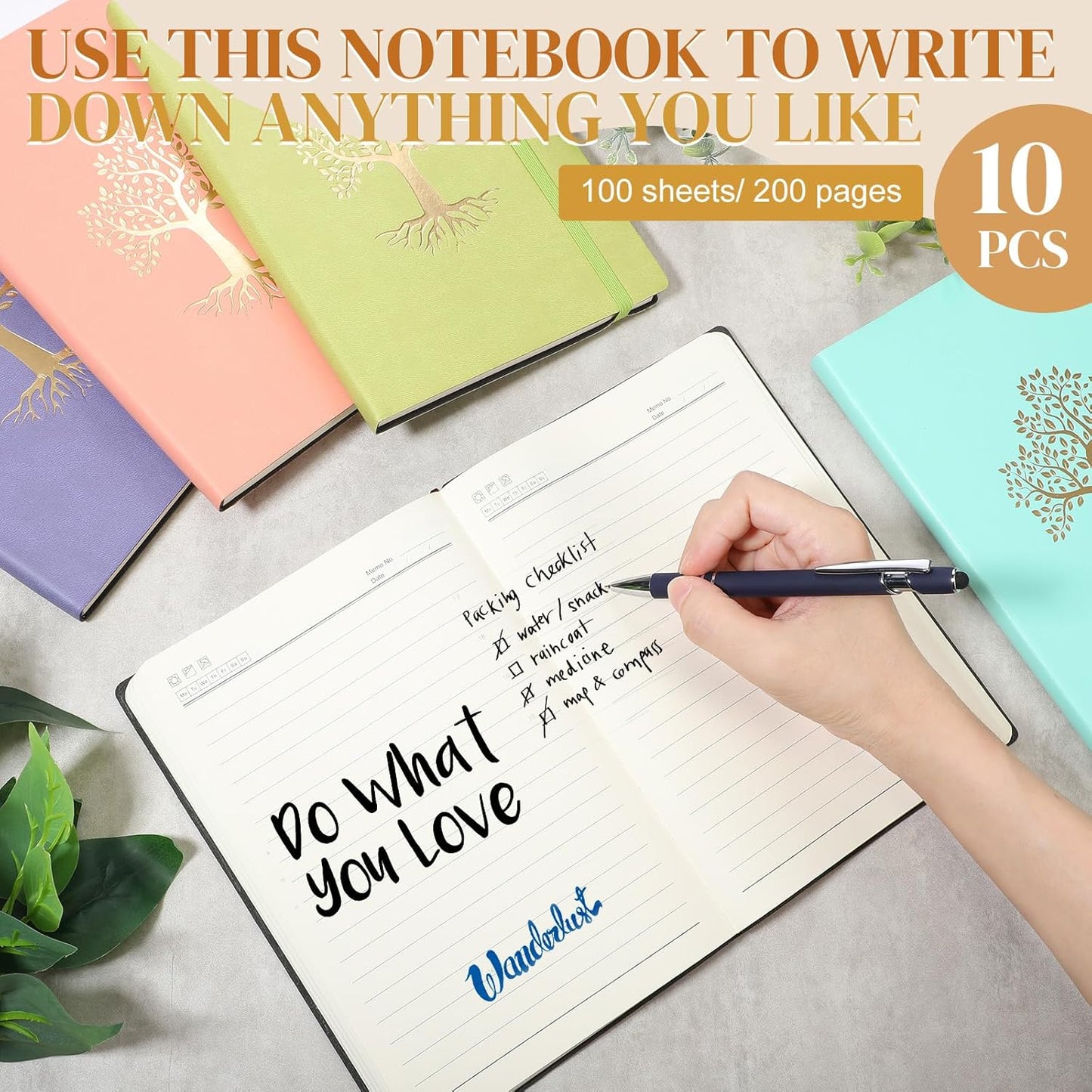 10 Pack Lined Journal Notebook A5 Leather Hardcover Journals for Writing 200 Pages 10 Colors Notepad for Travel Work School Office Business Note Taking Diary 5.7" x 8.3" (Vibrant Color)