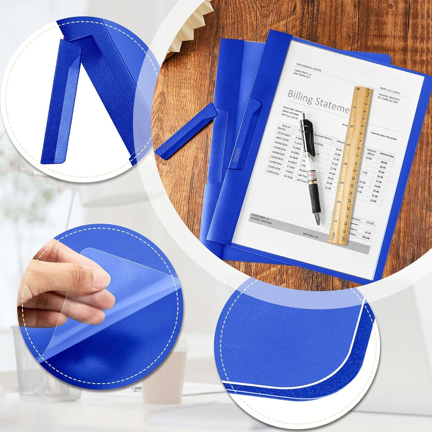 Maitys 25 Pack Clear Report Covers with Clip 11.4 x 9 Inch Presentation Folders Transparent Front Cover Portfolio Folder Resume Folder Interview Report Folders for Letter Size(Blue)