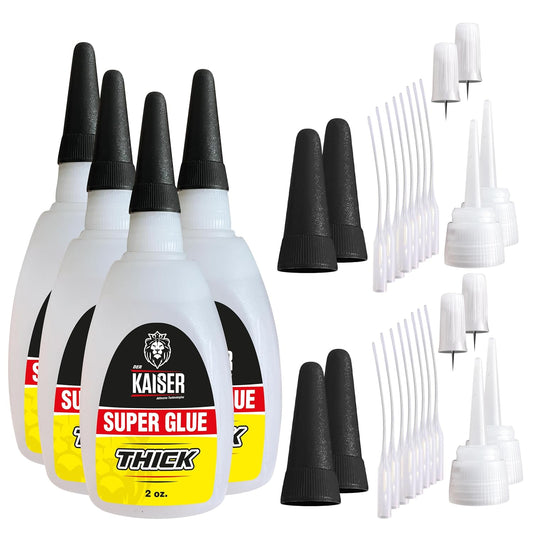 Thick Cyanoacrylate (CA) Super Glue – 4 Pack (4 x 2 oz Bottles) – Gap-Filling Adhesive for Wood, Marble, Stone, and Heavy-Duty Applications