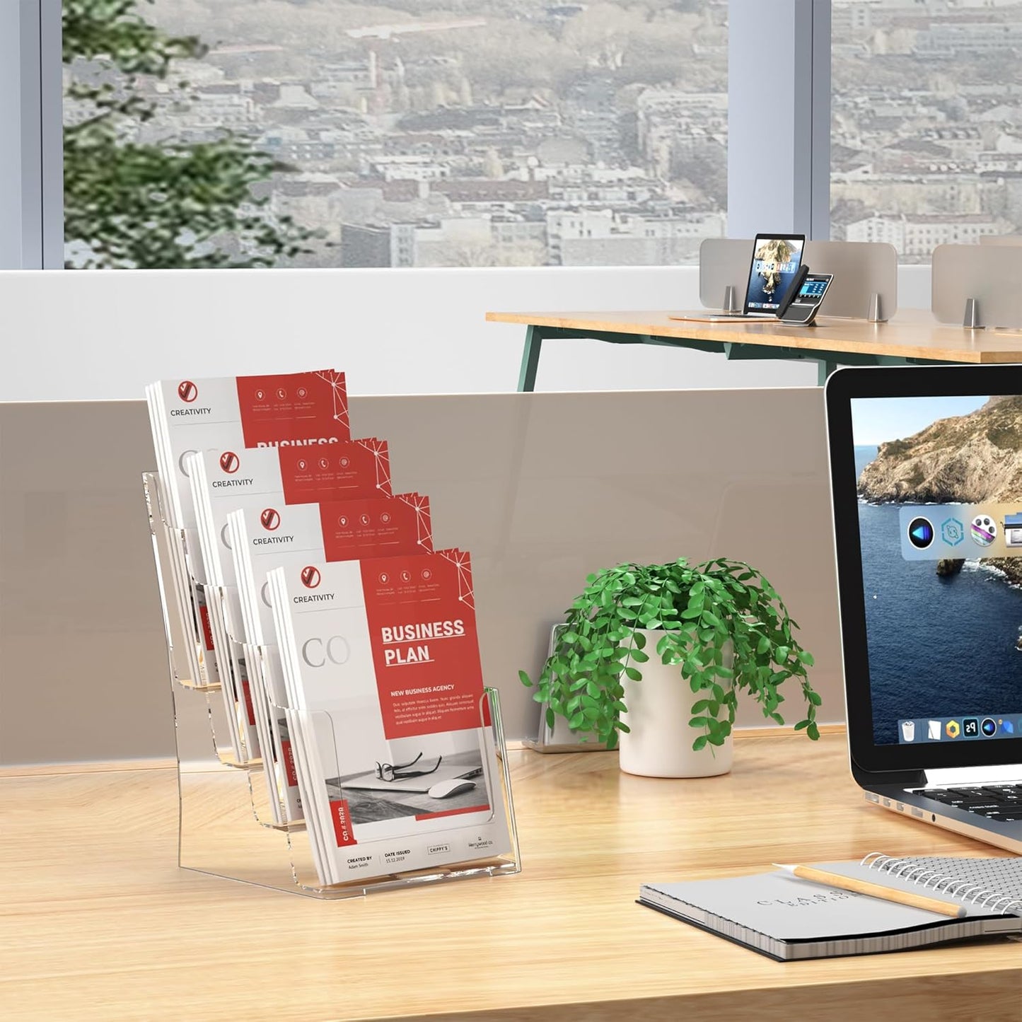 zavekia 4 Tier 6x9 inch Acrylic Brochure Holder, Clear Literature Organizer Magazine Stand, Magazine Holder,Flyer Holder (2)