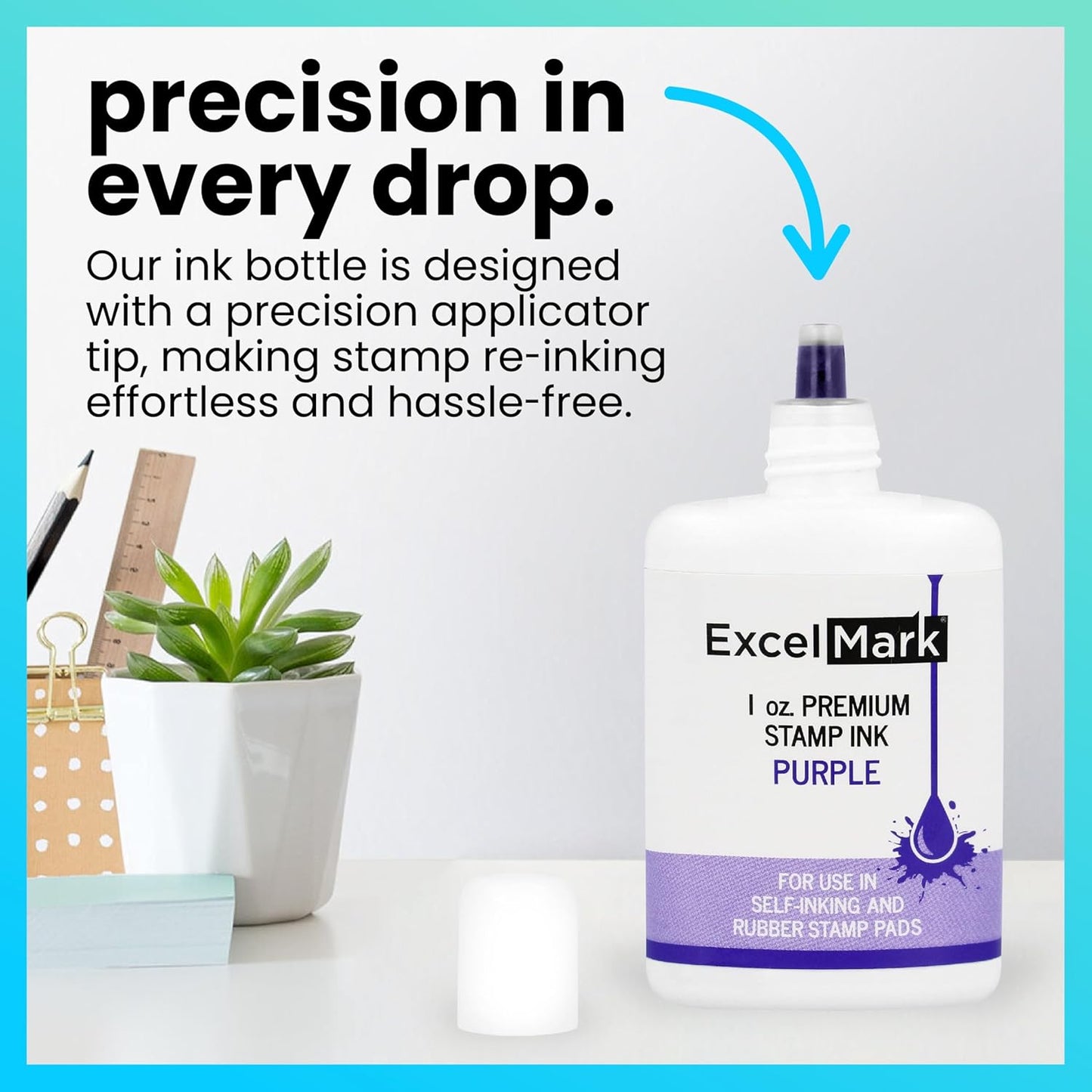 ExcelMark Premium Self-Inking Stamp Refill Ink - 1 oz. (Purple)