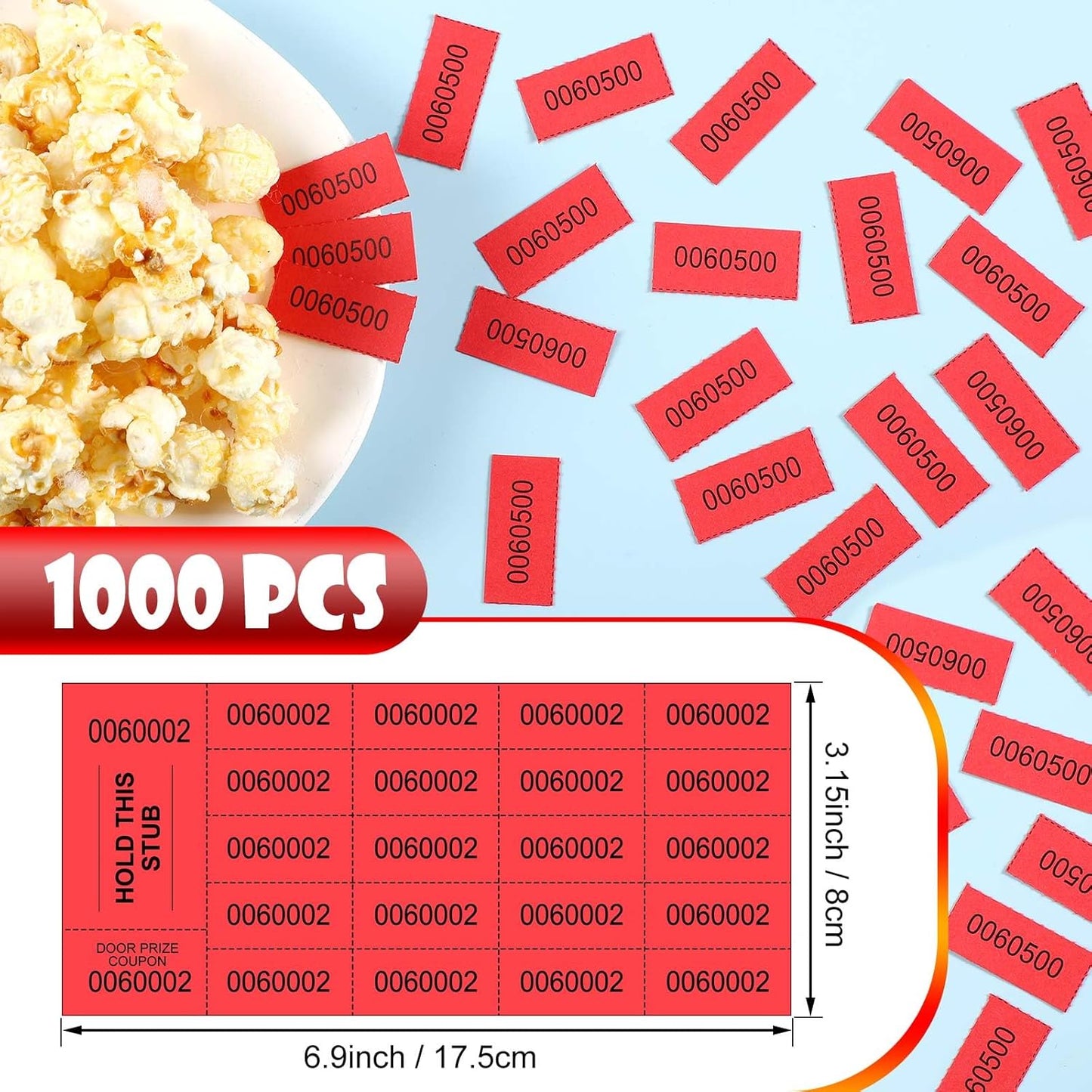 Kosiz 1000 Sheets 20 Bid Raffle Ticket Numbers Auction Tickets for Events & Church (Red)