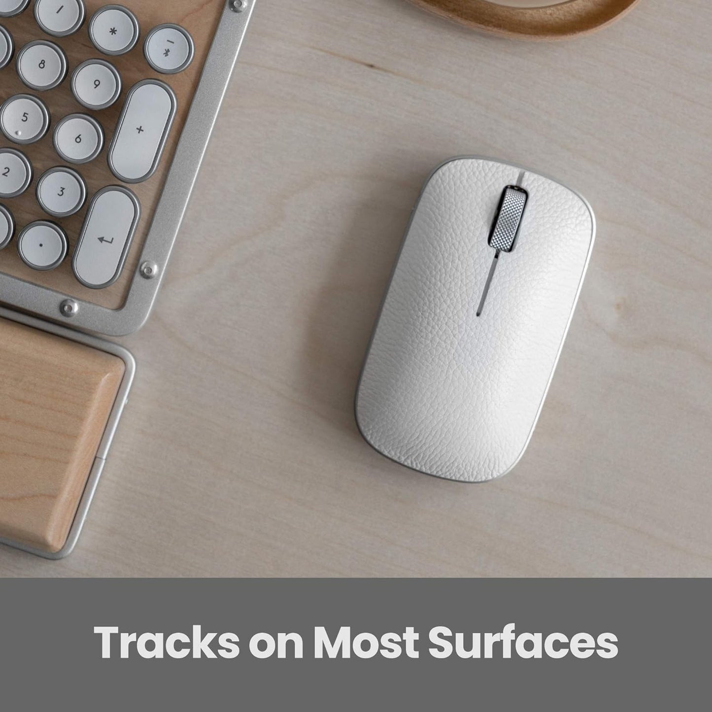 Azio Retro Classic Bluetooth Mouse (Maple) - Wireless, Genuine Leather Topped with Pixart Precision Tracker