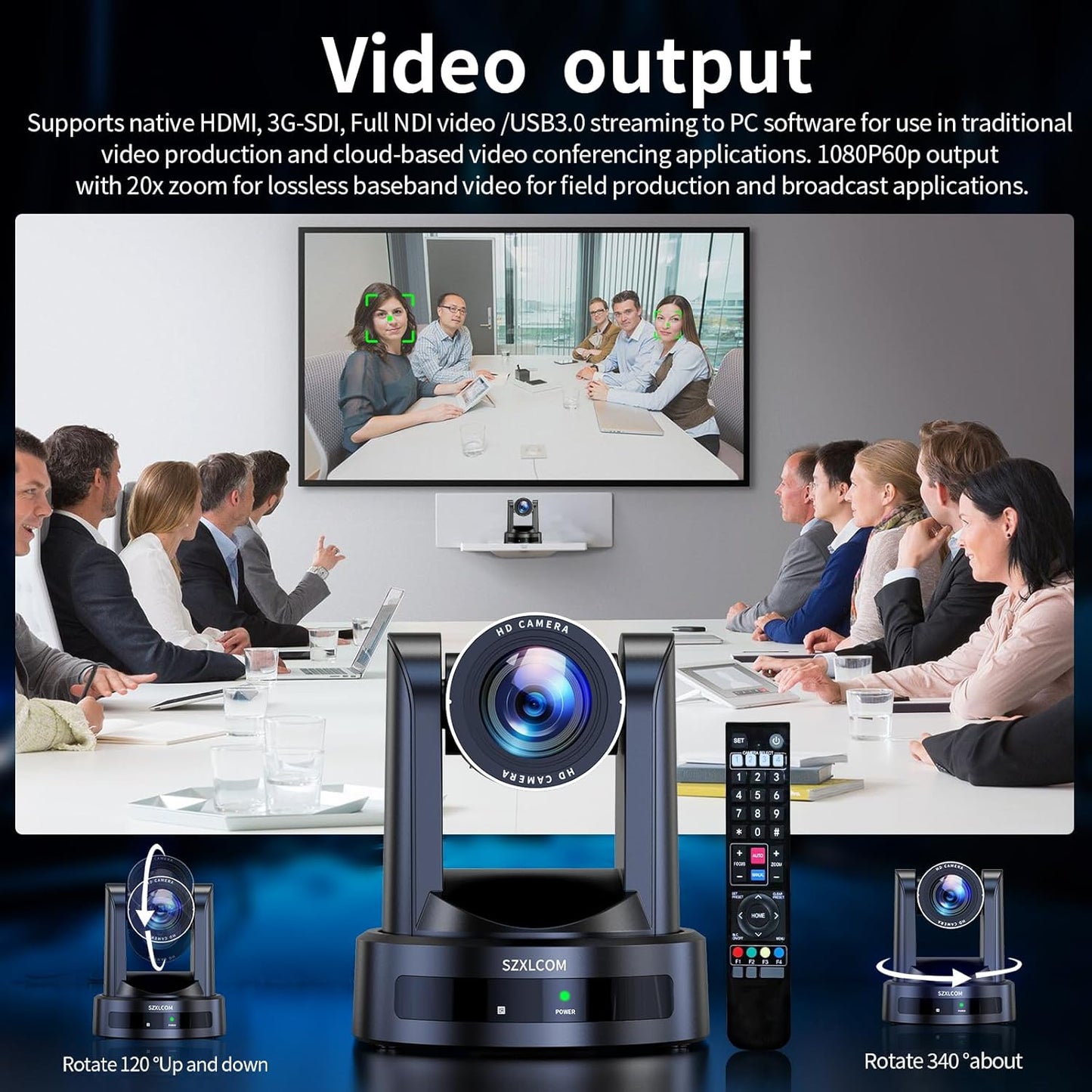 NDI Camera 20x Optical Zoom PTZ Camera with HDMI/SDI/USB3.0/POE IP HD 1080p60 for Live Streaming,Video Conferencing and Church Events, Compatible with vMix/Zoom/OBS(Full NDI Non-HX)