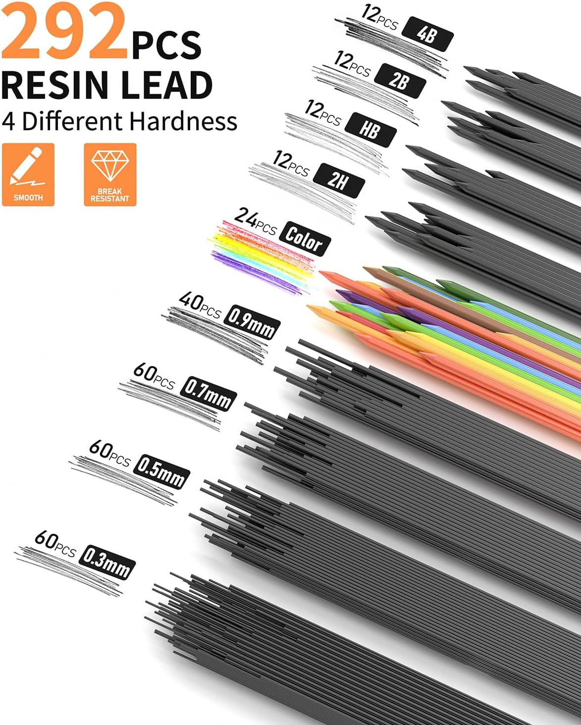 21PCS Metal Mechanical Pencil Set, Art Lead Pencil 0.3, 0.5, 0.7, 0.9, 2mm Holder(HB 2H 2B 4B Color) with 10 Tubes Graphite Lead Refills Eraser with Case for Drafting Drawing Sketching