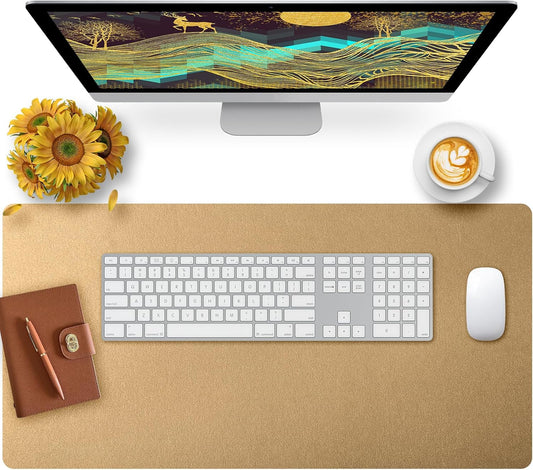 Bloss Gold Desk Mat, PU Large Mouse Pad for Desk, Desk Matt for Desktop, Desk Pad Mat Waterproof, Computer Mat for Office/Home/Decor/Desk Protector(31.5 x 15.7 Inches)