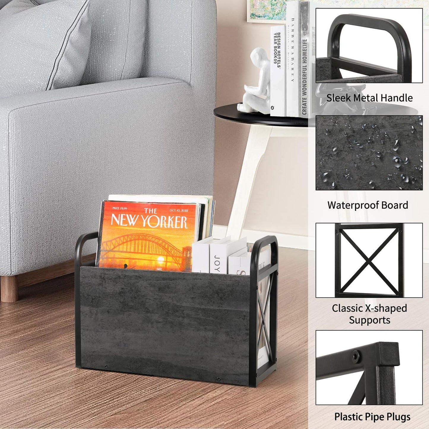 YINMIT Magazine Holder, Magazine Rack Floor, Magazine Storage Basket, Folder Organizer Bin for Books, Newspapers, Tablets