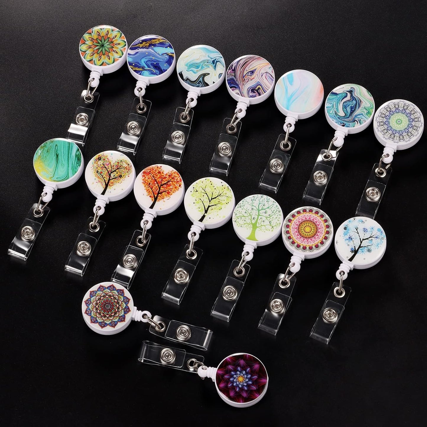 16 Pack Badge Reels for Nurses ID Badge Holder with Clip Retractable Badge Holders