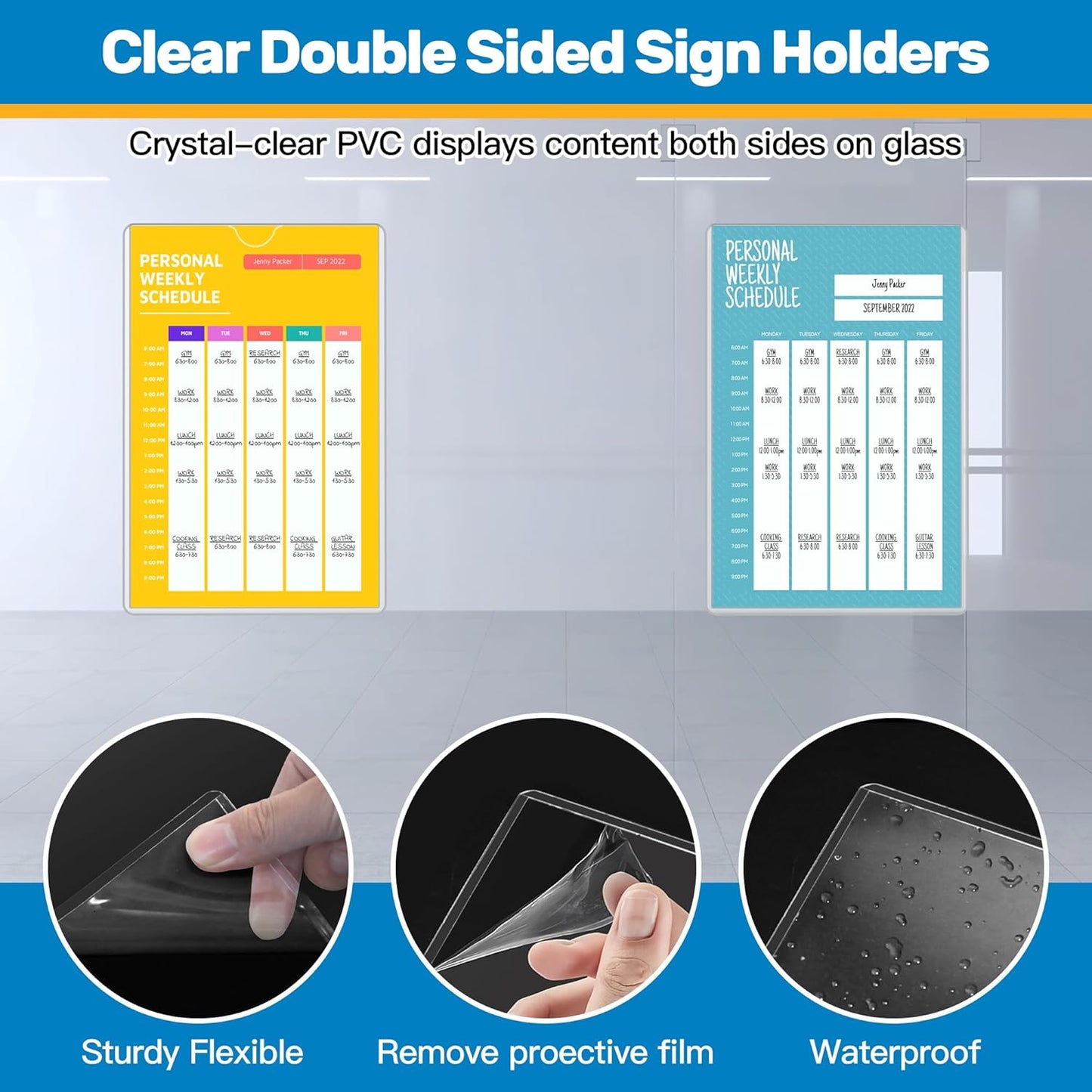 Magnetic Frames 11 x 17 Sign Holder Wall Mount 10 Pack, Rigid Clear Plastic Sign Holder with Magnet & Adhesive, Door Paper Holder for Refrigerator, Locker, Metal, Whiteboards, Windows