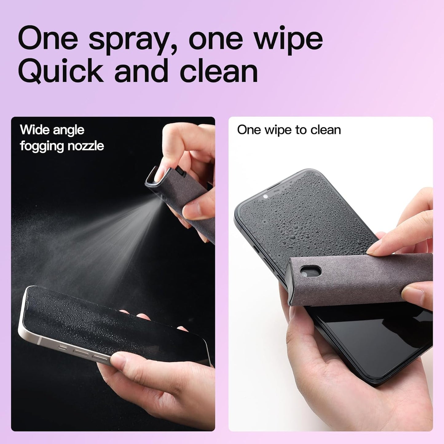 2 Pcs Screen Cleaner Kit, 3-in-1 Touchscreen Mist Cleaner Spray Bottle Tool & Microfiber Cloth for Phone/Laptop/Tablet/TV/Monitor/Car Screens(Grey)