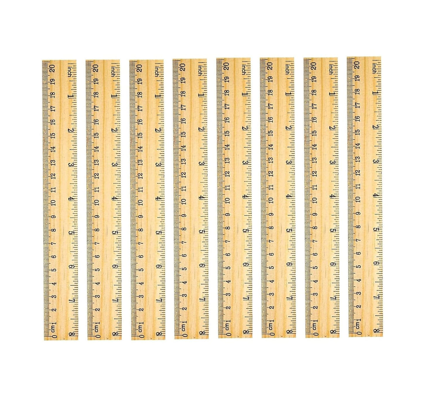 72 Pack Wooden Ruler 8 Inch Rulers Bulk Wood Measuring Ruler Office Ruler 2 Scale